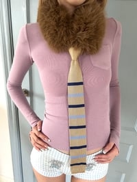 Image 14 of Knit Top with Fur Collar and Tie
