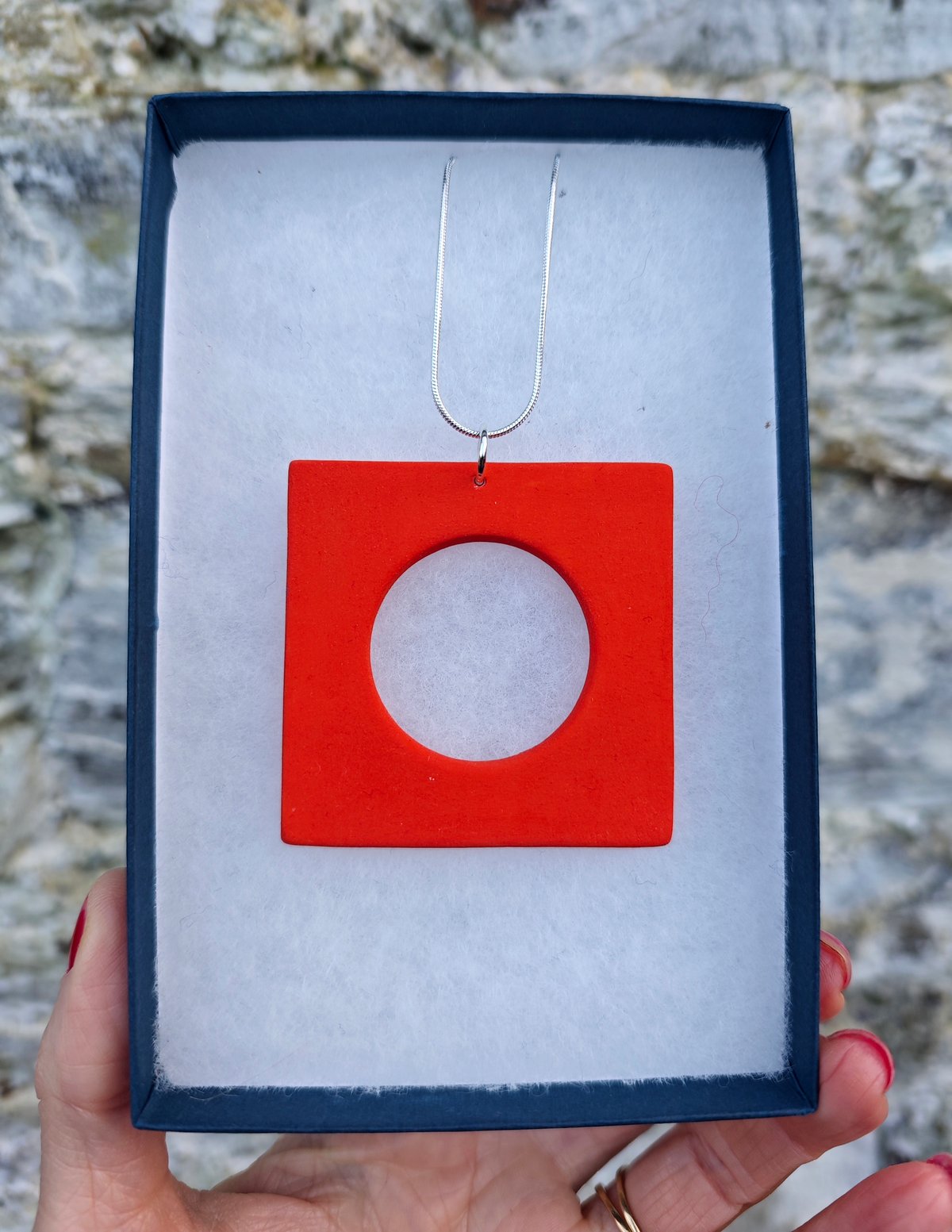 Image of Medium Orange Square Pendant