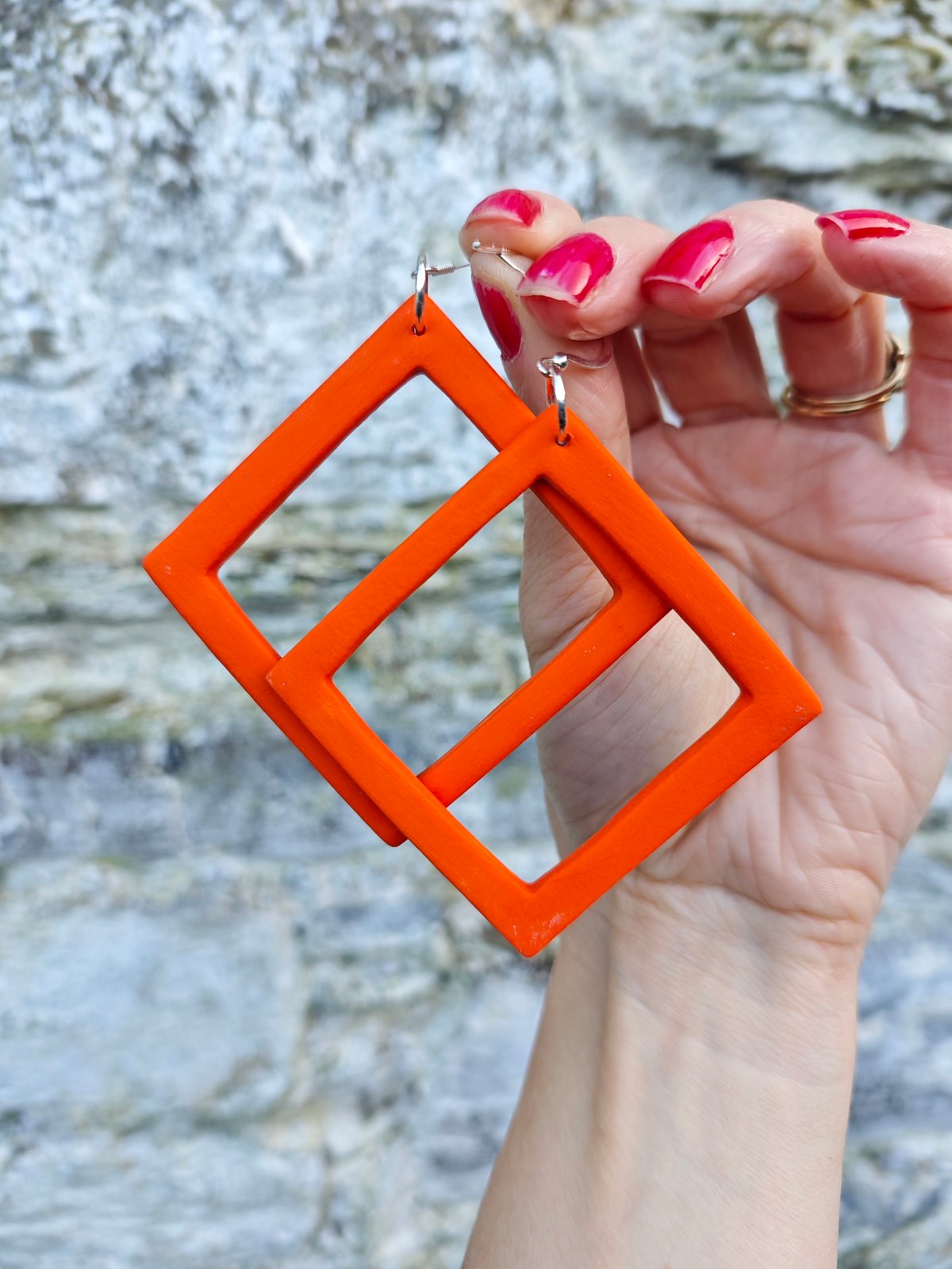 Image of Orange Diamond Earrings