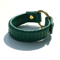Image 2 of Braided Ring Leather Bracelet, Gemstone Green