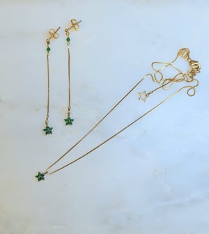 Image of Clandestine - *NEW* - Collier et Boucles Zahra, Oxydes de Zirconium vert