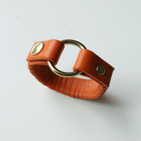 Image 1 of Braided Ring Leather Bracelet, Orange Clay