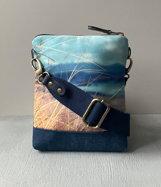Image of Marram grasses, crossbody velvet and canvas bag