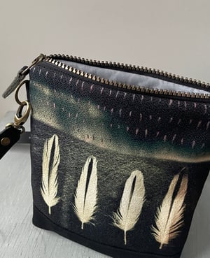Image of Oystercatcher feathers, crossbody canvas bag
