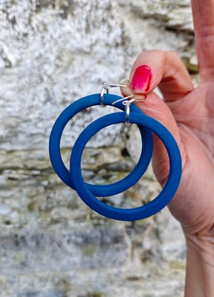 Image of Blue Hoop Earrings