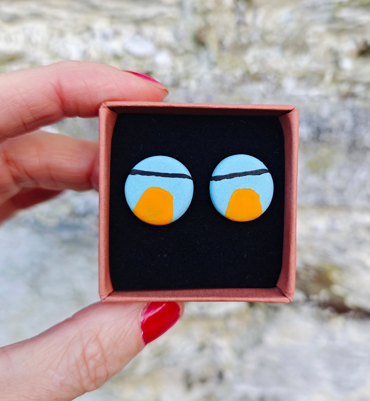 Image of Orange/ Sky Blue Studs