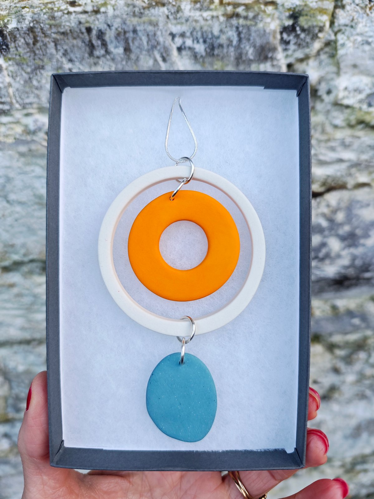 Image of White/Orange/Sky Blue Shellseeker Pendant