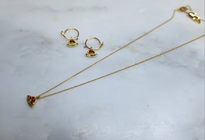 Image of Clandestine - *NEW* - Collier & petites Créoles Pastèque, Oxydes de Zirconium