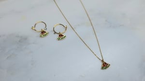 Image of Clandestine - *NEW* - Collier & petites Créoles Pastèque, Oxydes de Zirconium