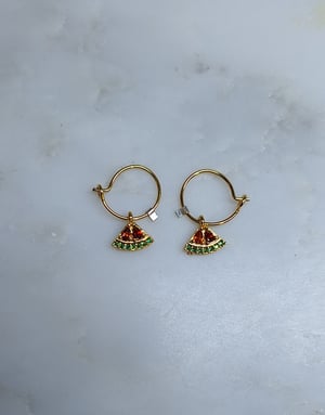 Image of Clandestine - *NEW* - Collier & petites Créoles Pastèque, Oxydes de Zirconium