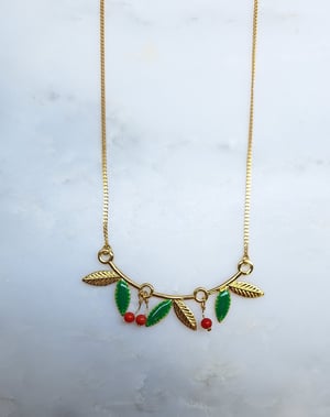 Image of Les Cerises - Collier et Boucles Branche de Cerisier - Plaqué Or Jaune