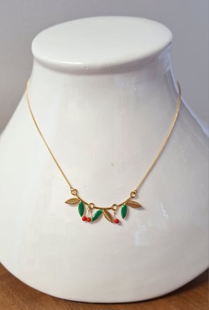 Image of Les Cerises - Collier et Boucles Branche de Cerisier - Plaqué Or Jaune