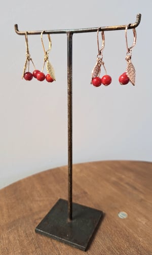 Image of Les Cerises - Collier et Boucles Branche de Cerisier - Plaqué Or Jaune