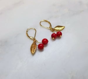 Image of Les Cerises - Collier et Boucles Branche de Cerisier - Plaqué Or Jaune