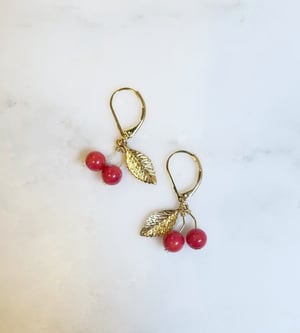 Image of Les Cerises - Collier et Boucles Branche de Cerisier - Plaqué Or Jaune