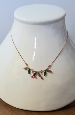 Image of Les Cerises - Collier et Boucles Branche de Cerisier - Doré Or Rose