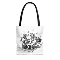 Image 1 of Tote Bag — I Love Book Worms Horror Zine Illustrated Tote