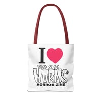 Image 5 of Tote Bag — I Love Book Worms Horror Zine Illustrated Tote