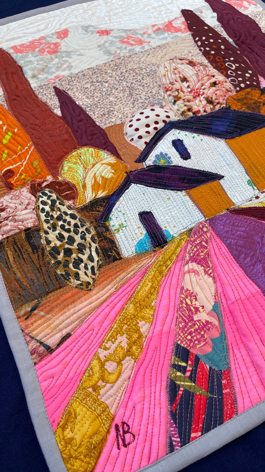 Autumn symphony - art quilt painting, 51x44 cm | Nana Barkalaia