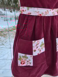 Image 4 of Child Sized Upcycled Cotton Patchwork Apron- Burgundy 