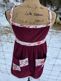 Image 2 of Child Sized Upcycled Cotton Patchwork Apron- Burgundy 