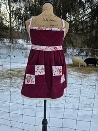 Image 1 of Child Sized Upcycled Cotton Patchwork Apron- Burgundy 