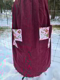 Image 8 of Upcycled Cotton Patchwork Pinafore Apron- Burgundy 