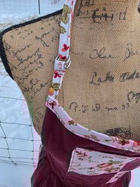 Image 5 of Upcycled Cotton Patchwork Pinafore Apron- Burgundy 