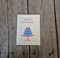 Image 1 of Birthday Cake Risograph Greeting Card