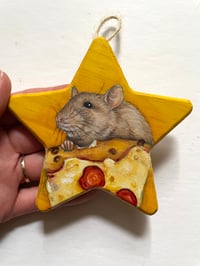 Image 2 of Pizza Rat Hand Painted Ornament
