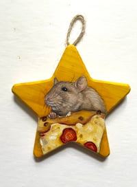 Image 1 of Pizza Rat Hand Painted Ornament