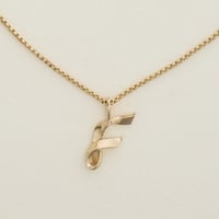 Image 1 of Ribbon Letter Pendant Necklace, 14K & 18K Gold