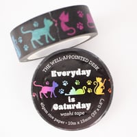 Image 1 of "Everyday is Caturday" Cat Rainbow Washi Tape