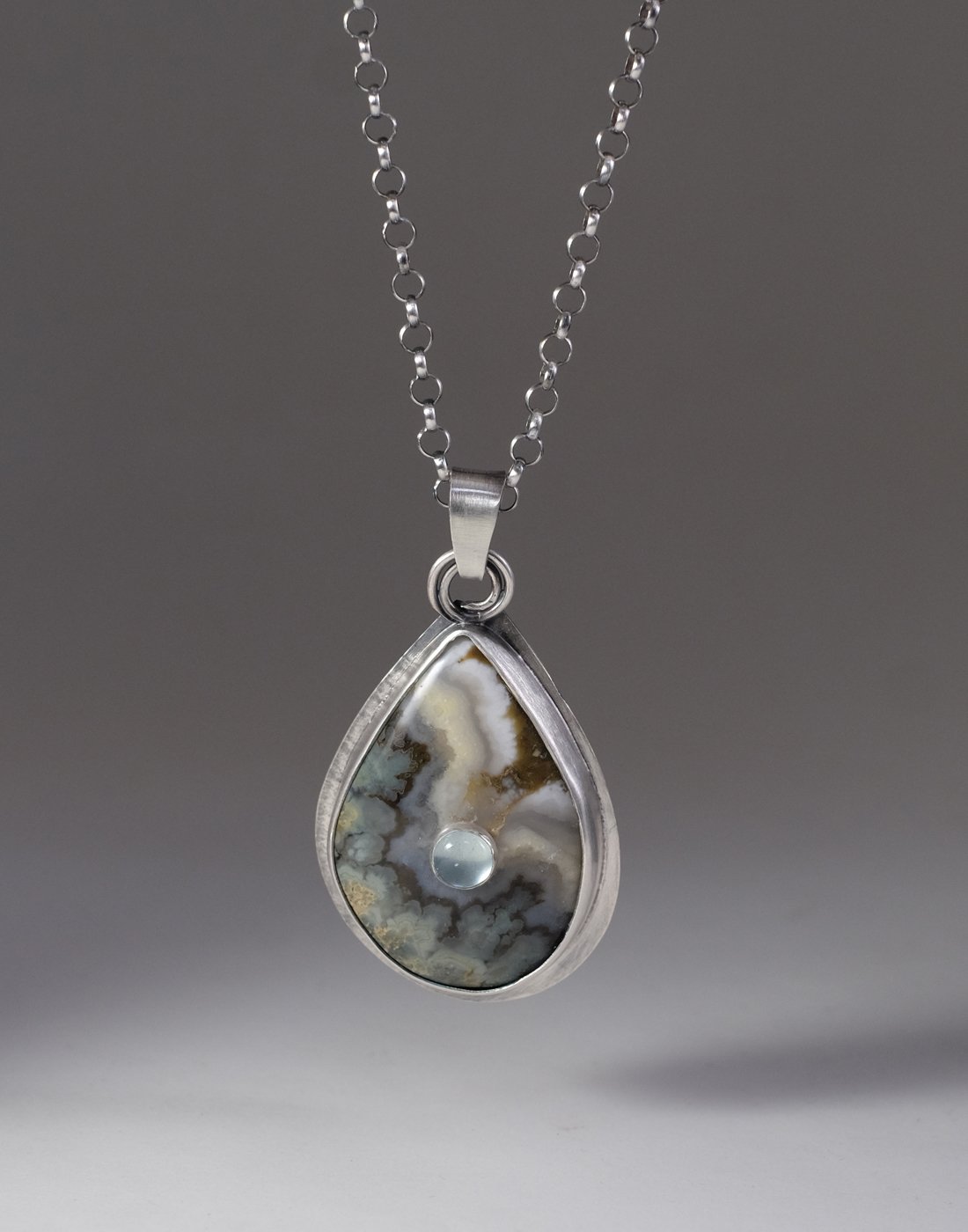 Image of Prudent Man Plume Agate with Blue Chalcedony