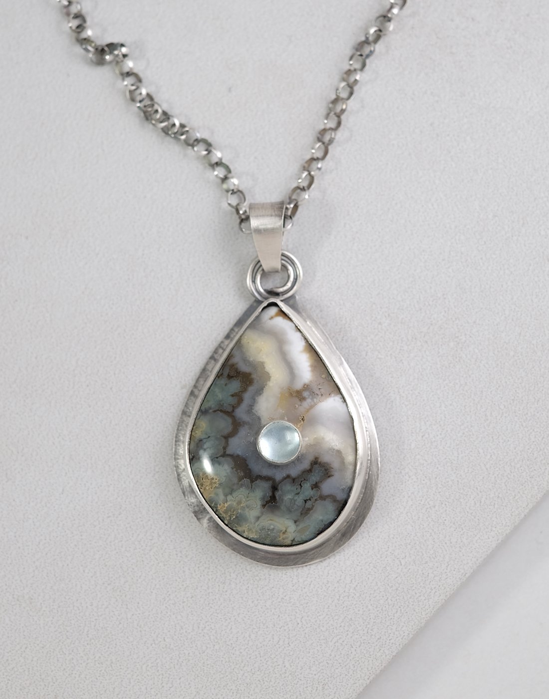 Image of Prudent Man Plume Agate with Blue Chalcedony