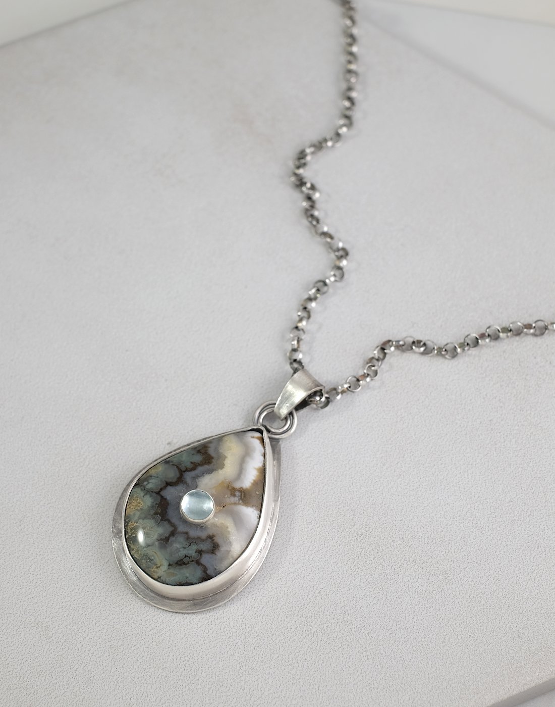 Image of Prudent Man Plume Agate with Blue Chalcedony