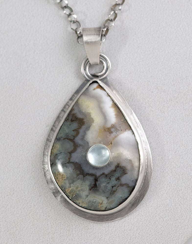 Image of Prudent Man Plume Agate with Blue Chalcedony