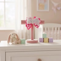 Image 2 of Pink and white polka dot bow