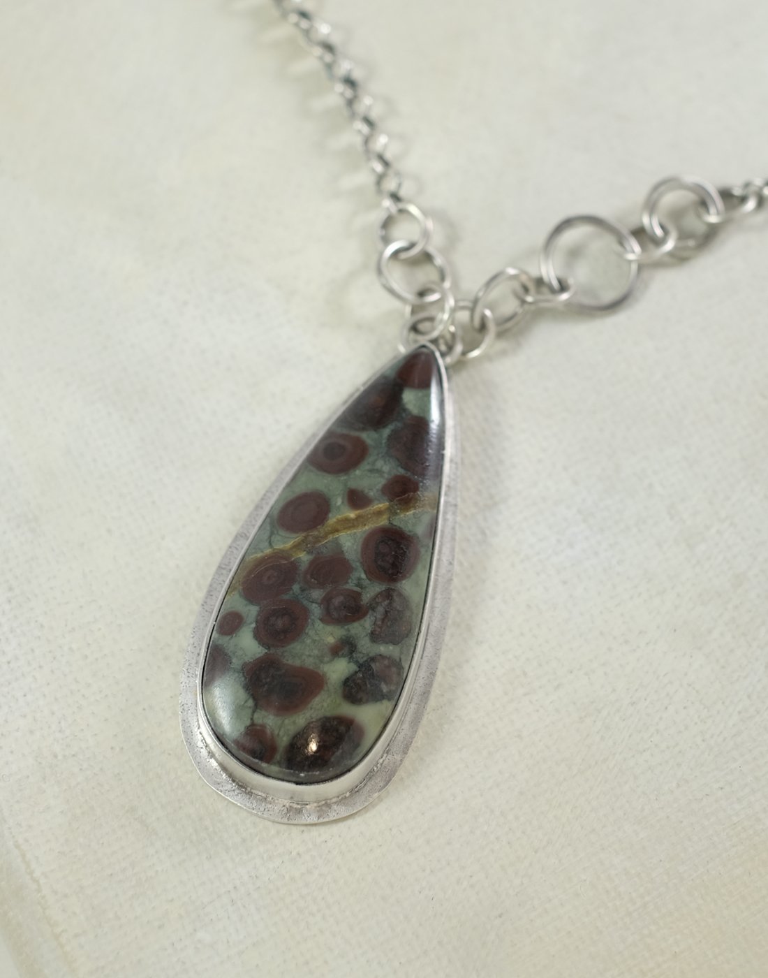 Image of Bristlecone Pine Oolite stone, Sterling Silver Necklace