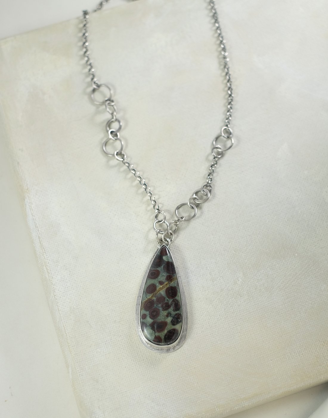 Image of Bristlecone Pine Oolite stone, Sterling Silver Necklace