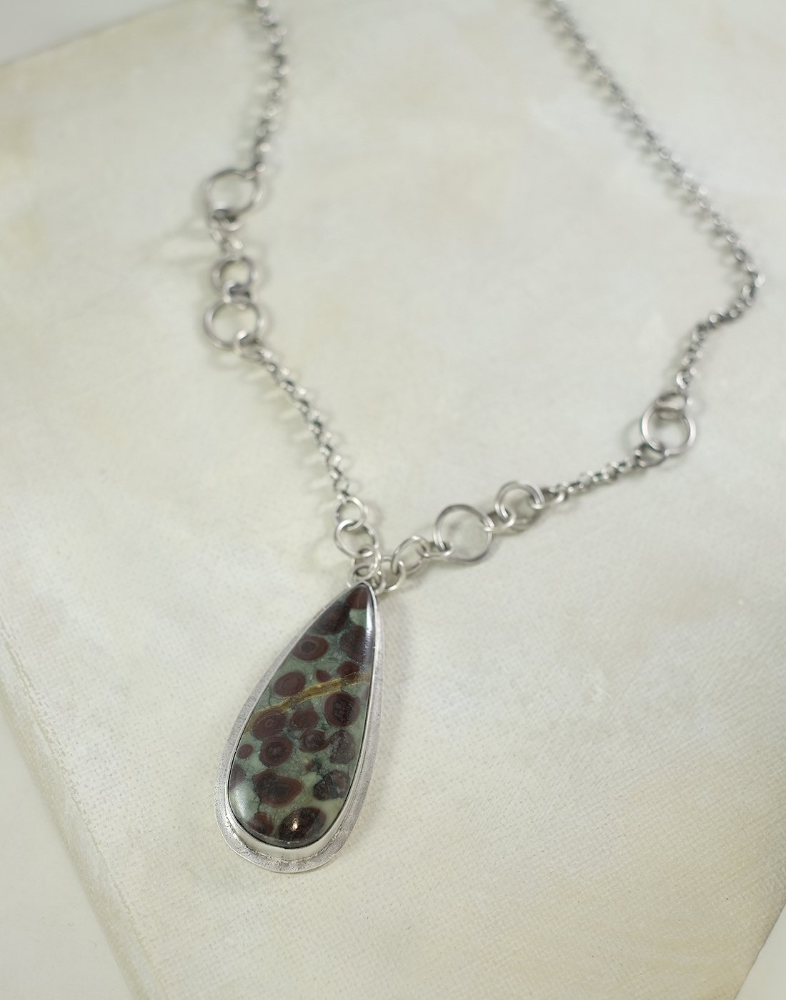 Image of Bristlecone Pine Oolite stone, Sterling Silver Necklace