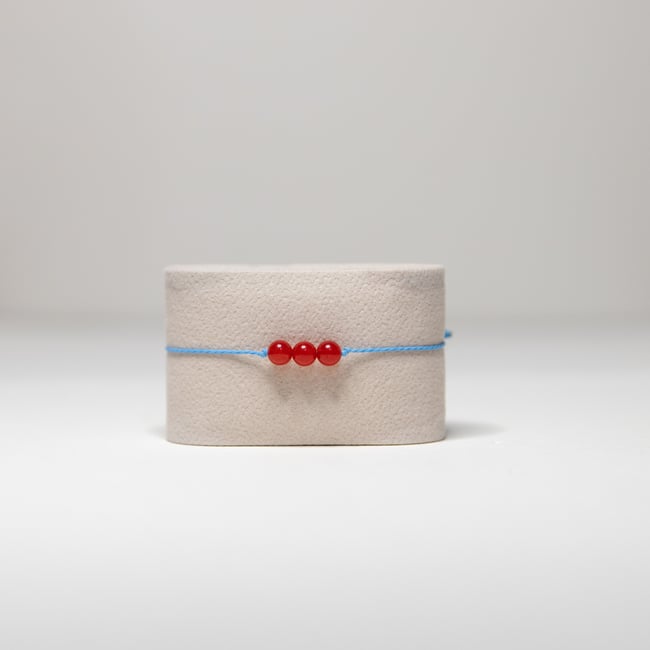 Everyday Bracelet - Red Beads on Blue String