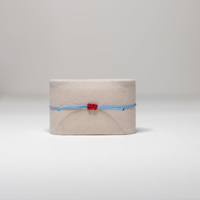 Everyday Bracelet - Red Beads on Blue String