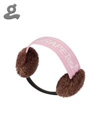 Image 1 of Pink Music Notation Knitted Earmuffs