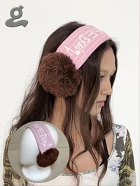 Image 5 of Pink Music Notation Knitted Earmuffs