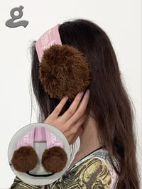 Image 6 of Pink Music Notation Knitted Earmuffs