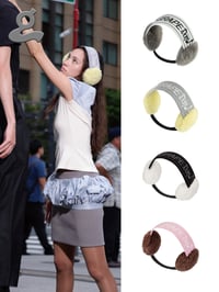 Image 7 of Pink Music Notation Knitted Earmuffs