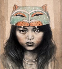 Image 3 of Toile originale "Le Masque Léopard" - 50 x 73 cm