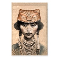 Image 1 of Toile originale "Le Masque Tigre" - 50 x 73 cm