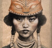 Image 2 of Toile originale "Le Masque Tigre" - 50 x 73 cm